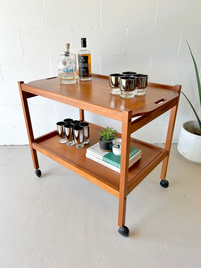 Danish modern teak bar cart