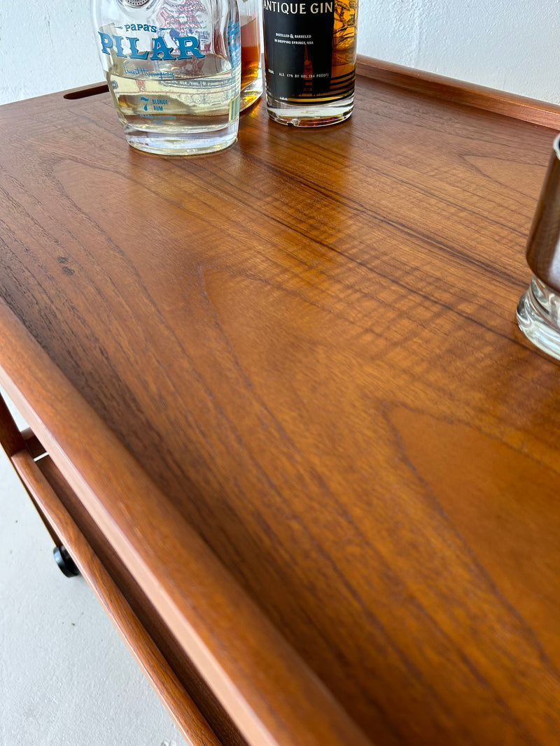 Danish modern teak bar cart