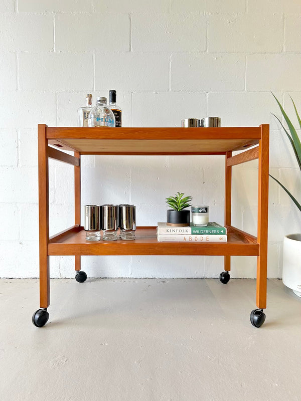 Danish modern teak bar cart