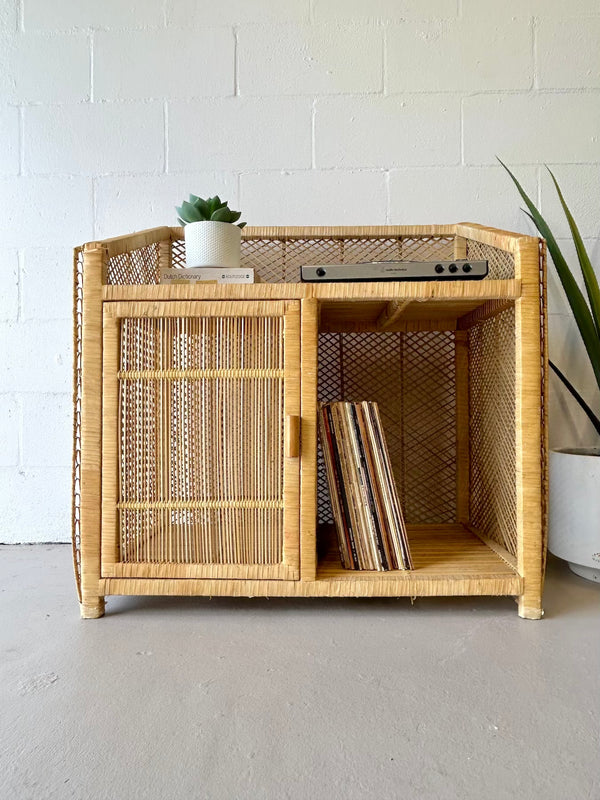 Vintage wicker storage cabinet