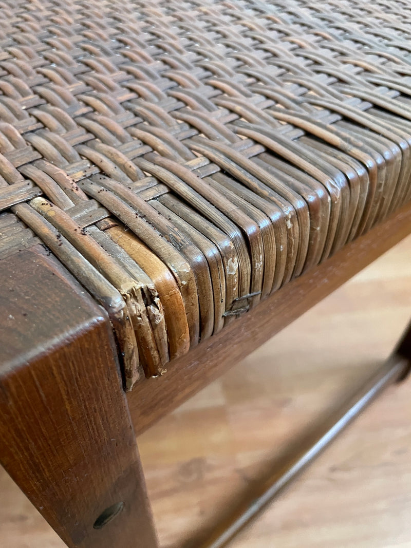 Danish Modern Teak and Woven Cane Bench
