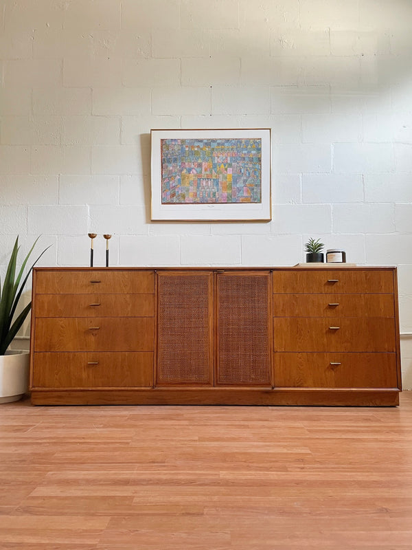 Vintage Cane Door Credenza by Founders