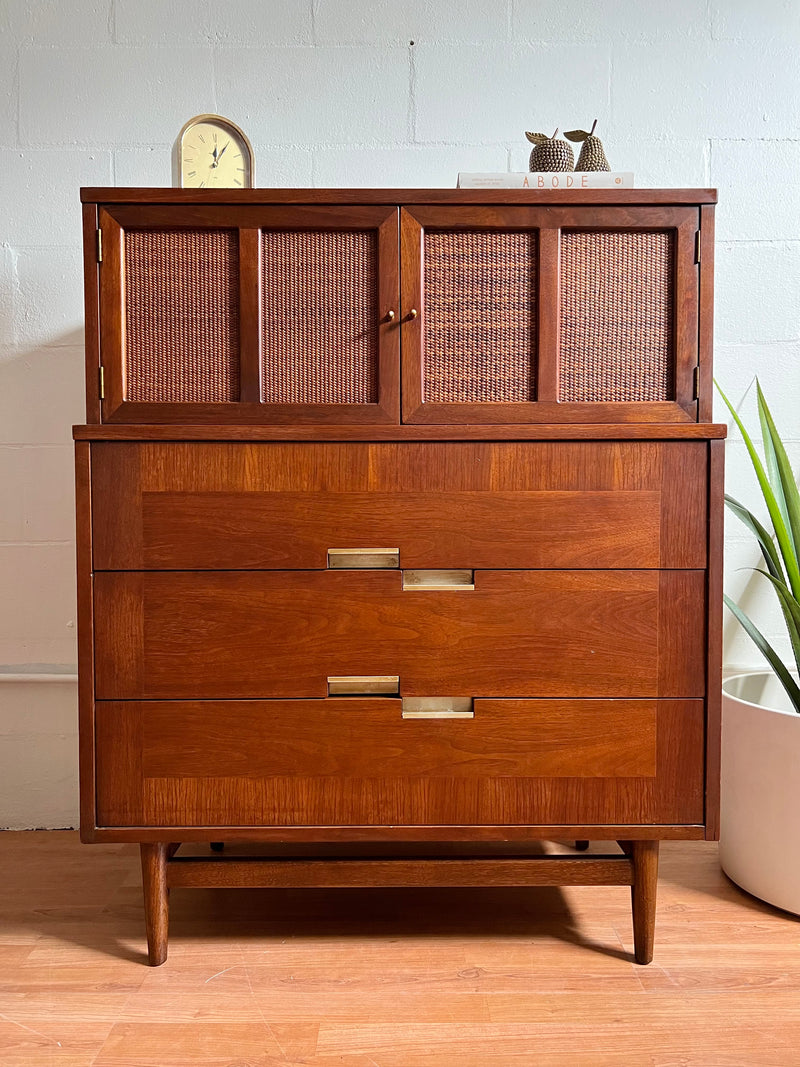 Walnut and Cane Chest of Drawers