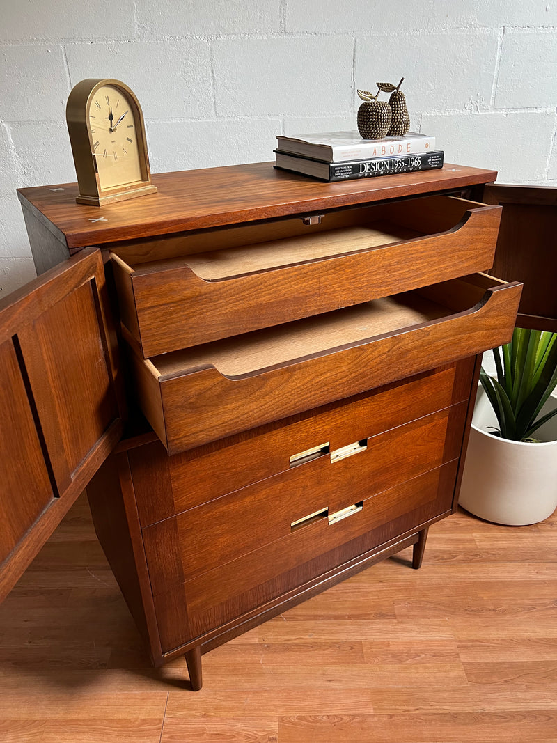 Walnut and Cane Chest of Drawers