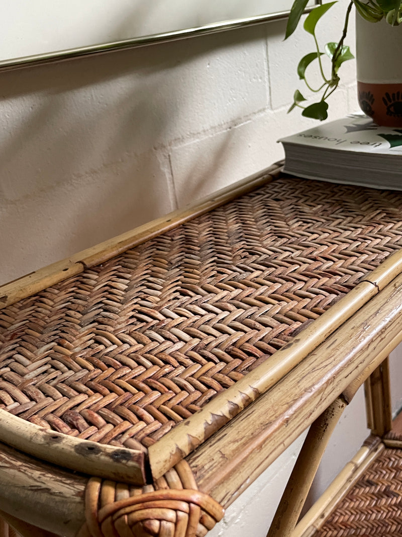 Rattan and Woven Wicker Console Table